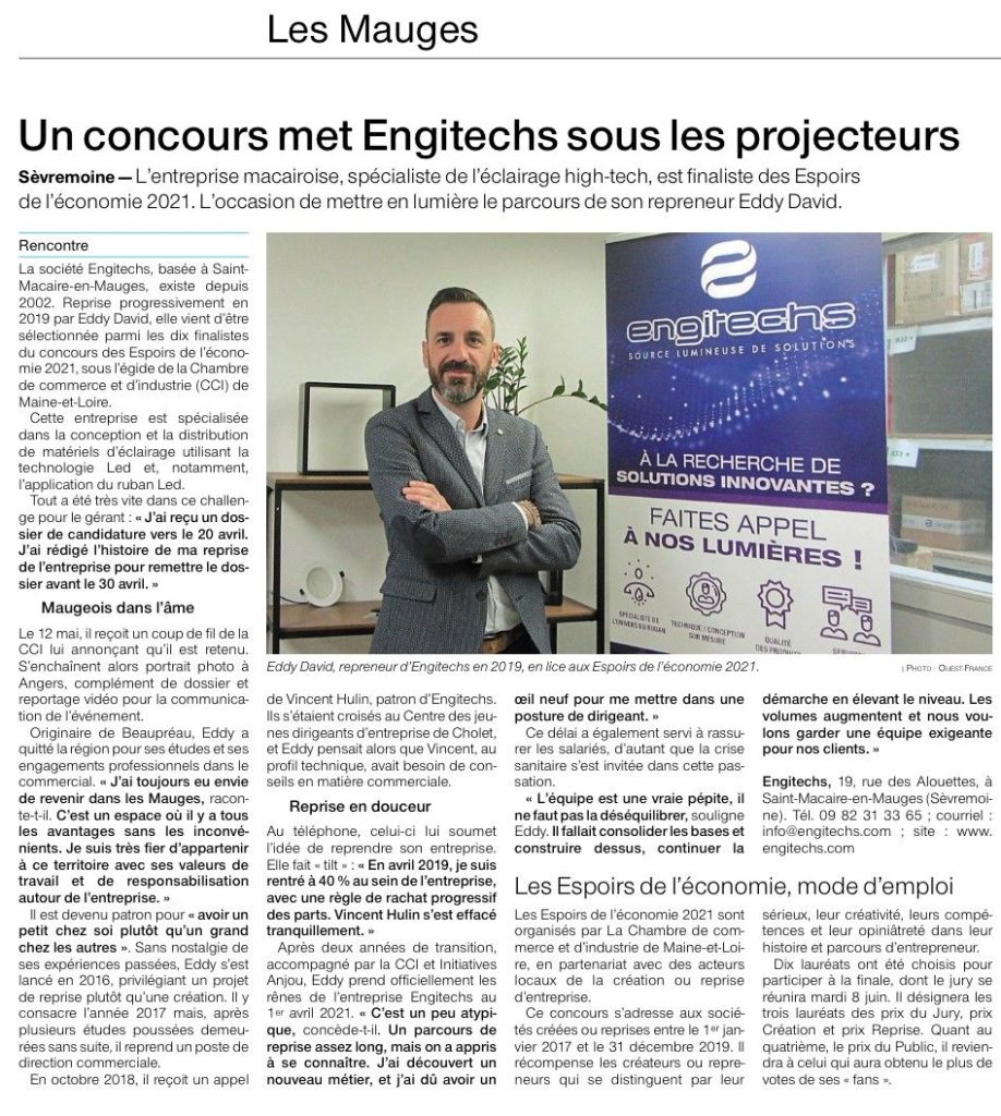 article courrier de l'ouest entreprise macairoise engitehcs